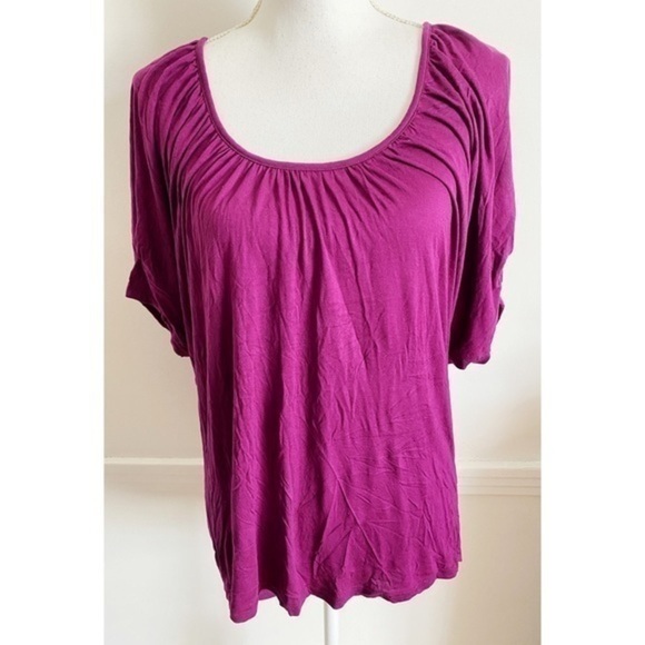 Whistles • Magenta Berry Ruched Neck Blouse - Picture 1 of 8